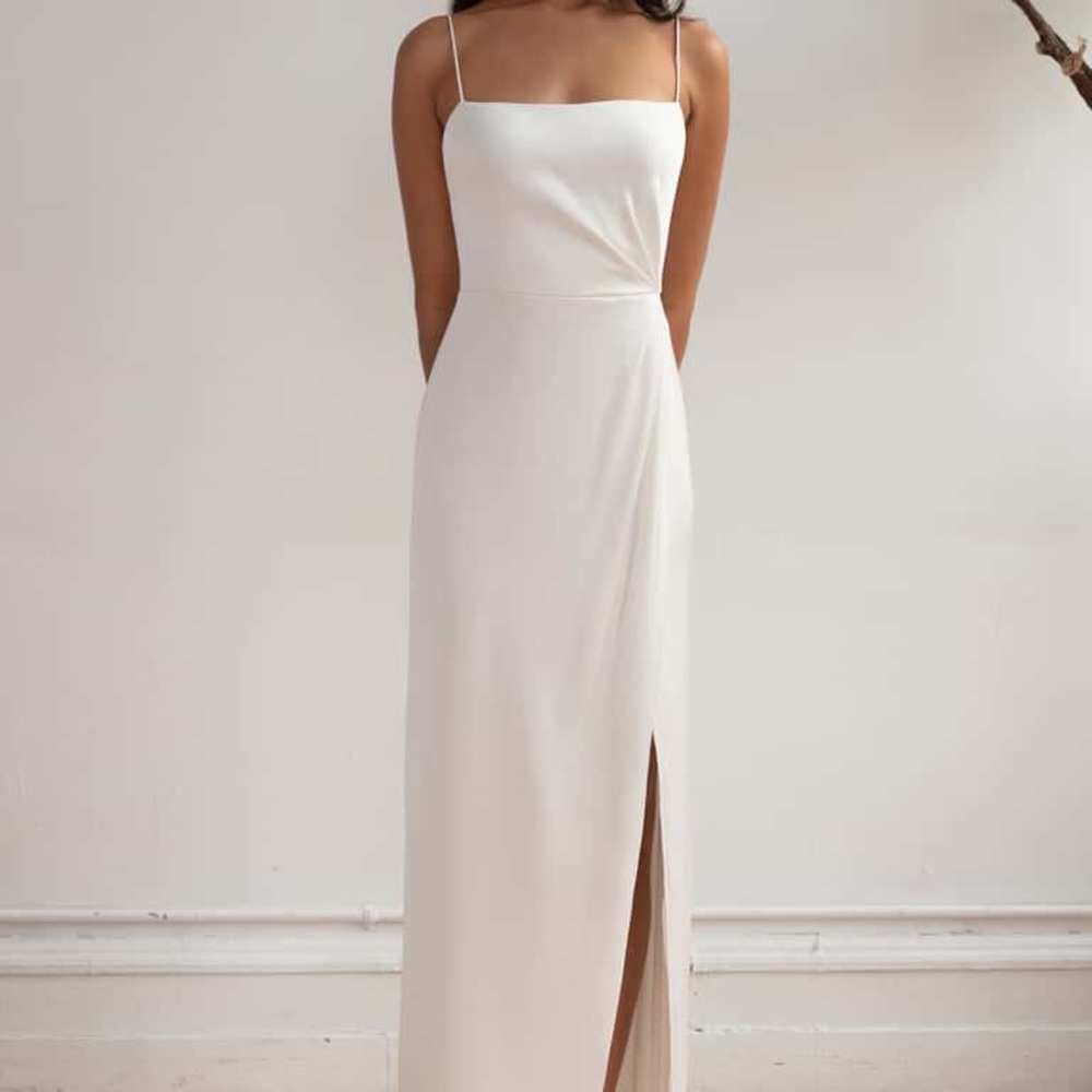 Jenny Yoo Lorena White Spaghetti Strap Dress